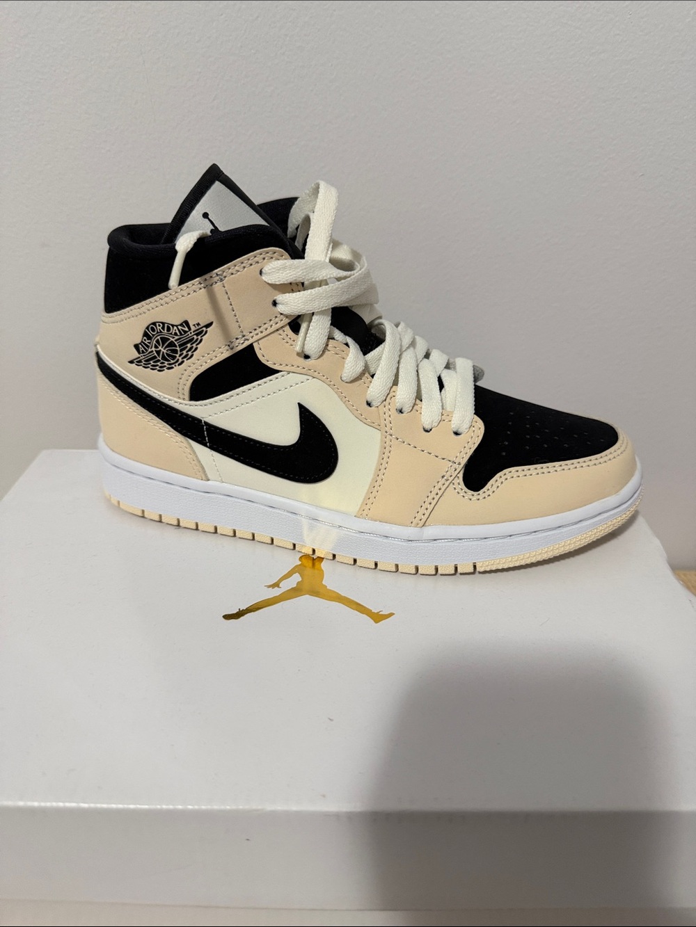 Jordan Kids Mid-Top Sneakers in Black and Cream